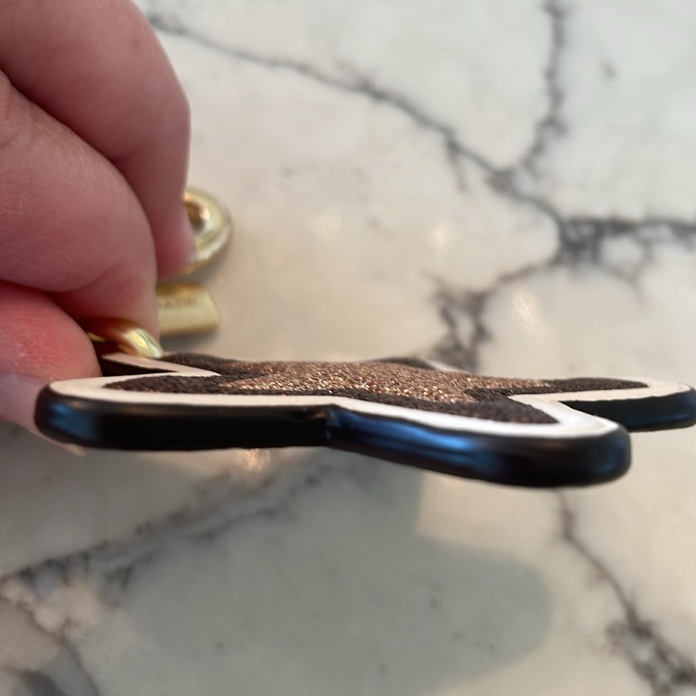 Coach Leather Glitter Bag Charm Keychain - Picture 3 of 9